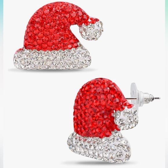 Santa Hat Stud Earrings - Picture 1 of 5
